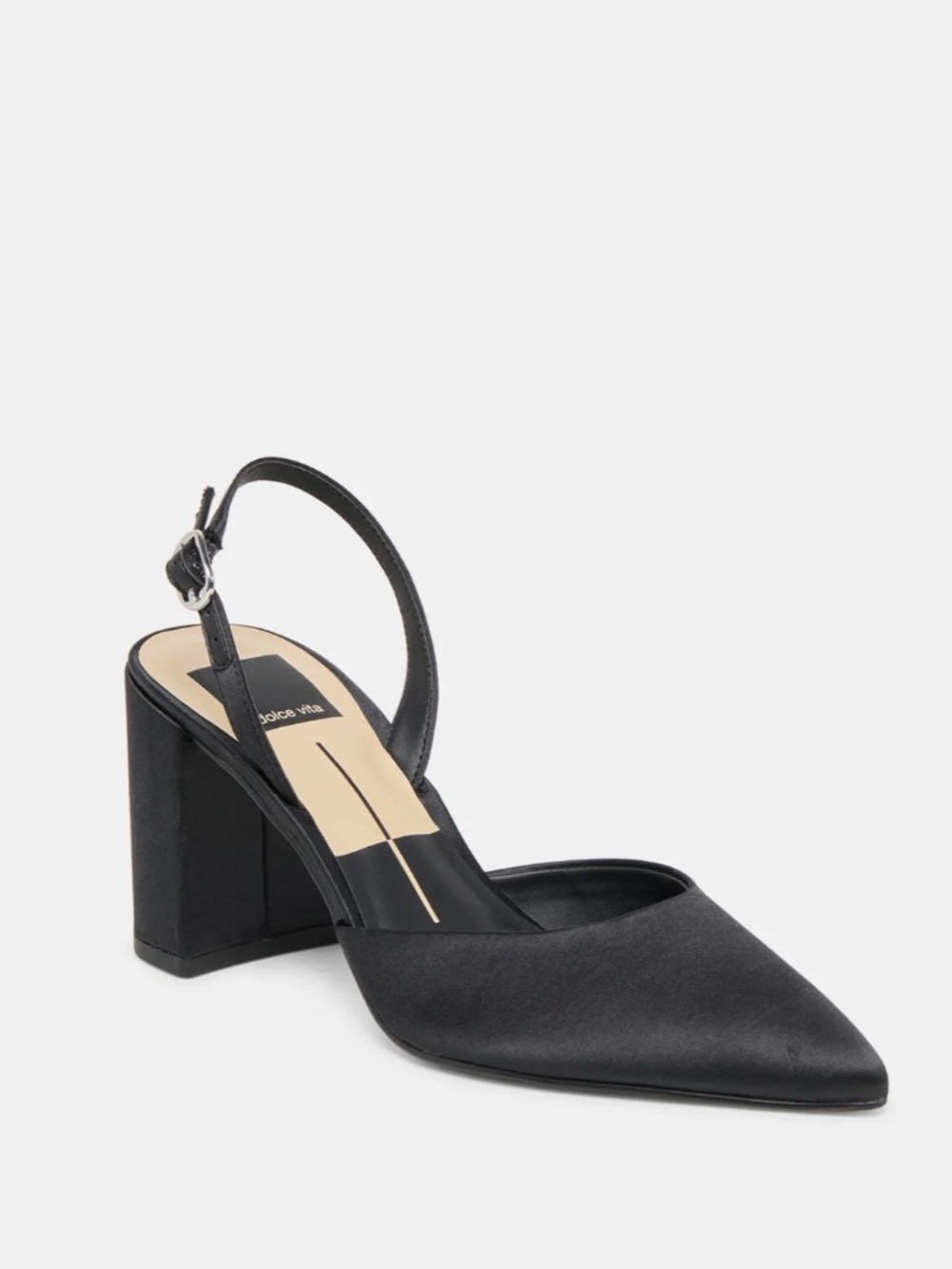 Dolce Vita NWT Carel High Onyx Black Satin Block Heel Brand New in Box Size 7.5